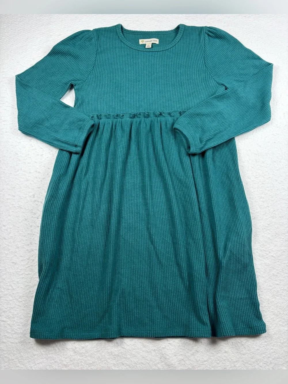 Tucker + Tate Teal Ribbed Long-Sleeve Kids Dress Size 8